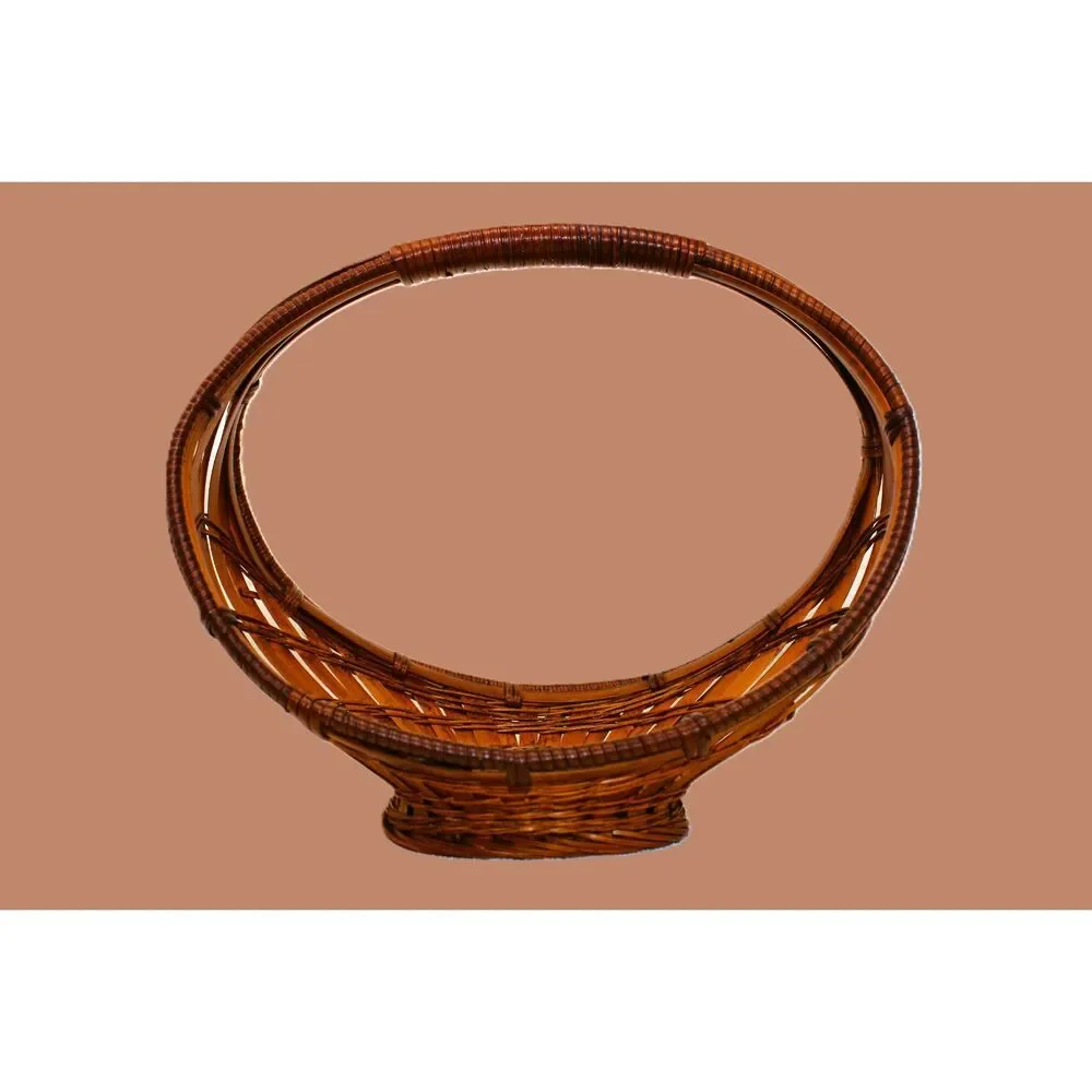 Beautiful VTG Wrap a Round Japanese Flower Basket~ I Clear Coated it WoW!